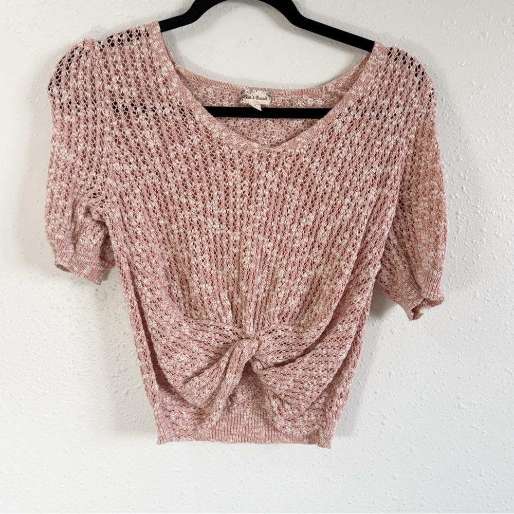 Hem &‎ Thread Blush Knit Tie-Front Blouse